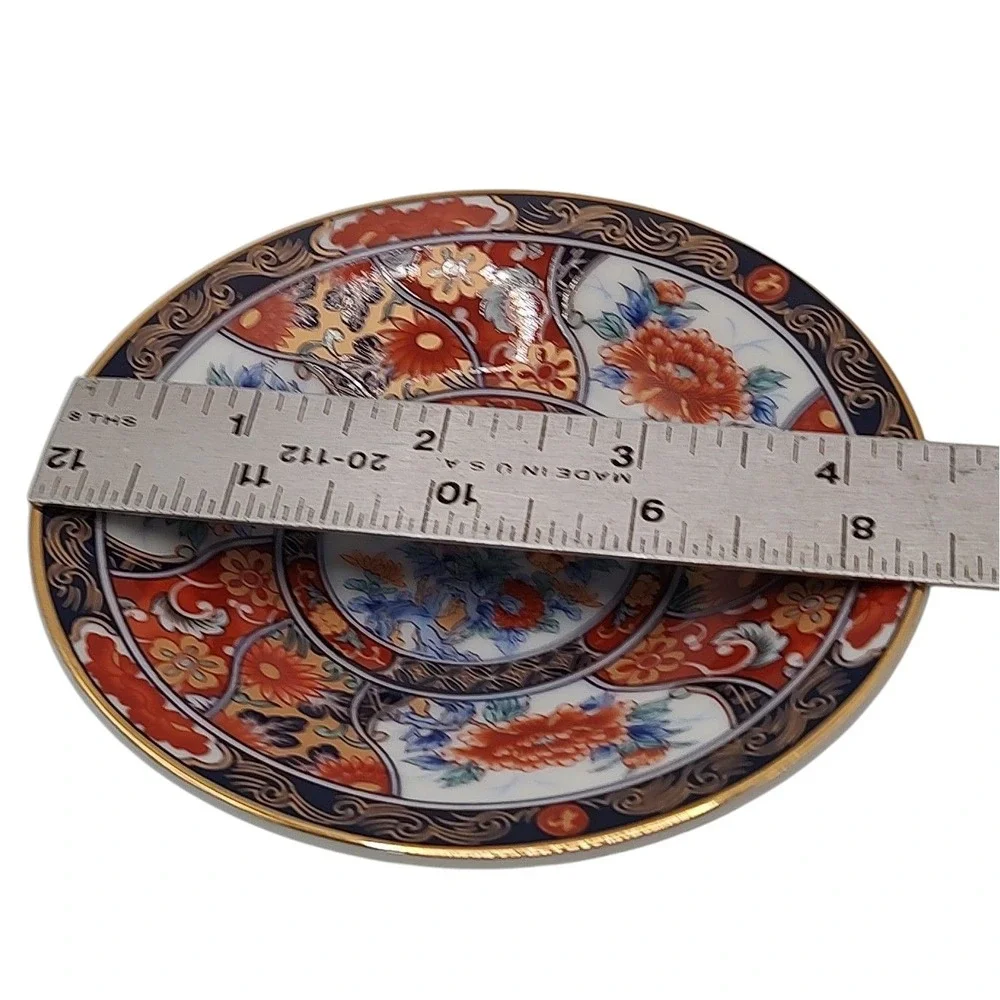 Vintage Japanese Imari Arita Demitasse‎ Cups Saucers Peacock Handmade Four Piece